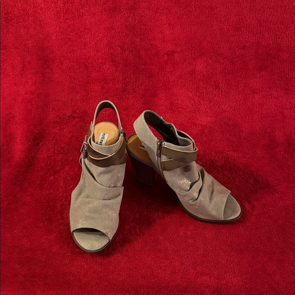 Miz Mooz Taupe Peep-Toe Heels